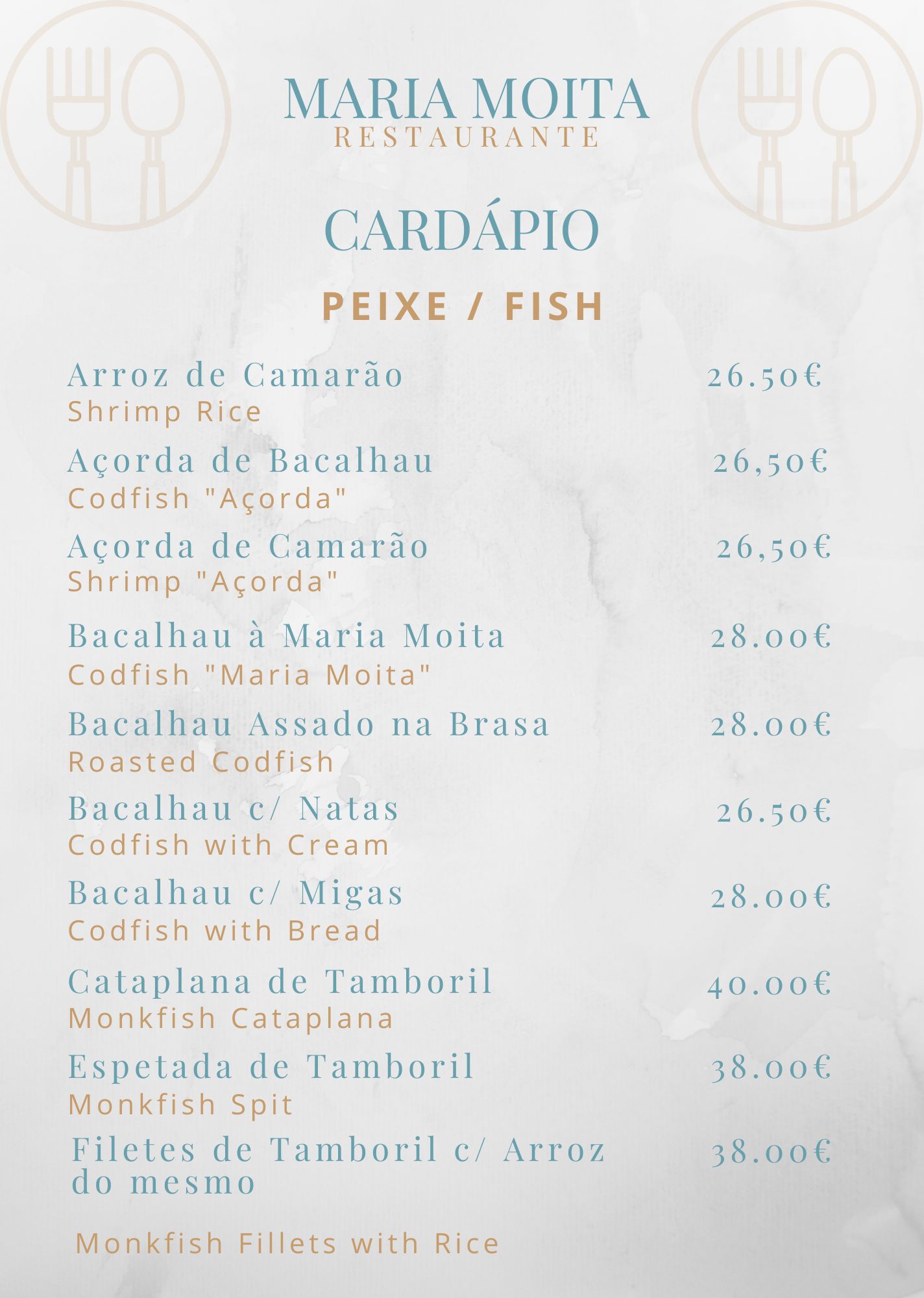 Cardapio Maria Moita Restaurante